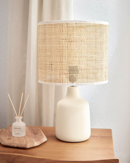 Japandi Ceramic and Bamboo Table Lamp