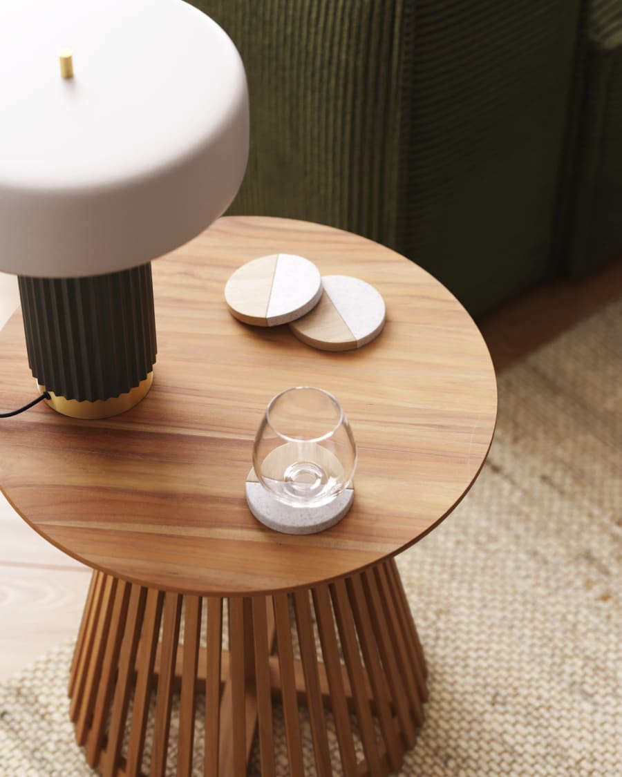 Japandi Round Teak Side Table