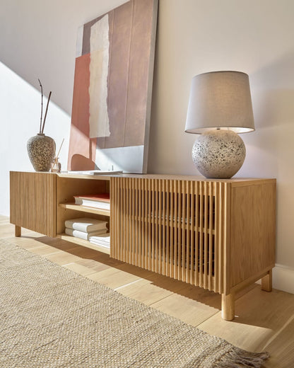 Japandi Solid Oak TV Stand