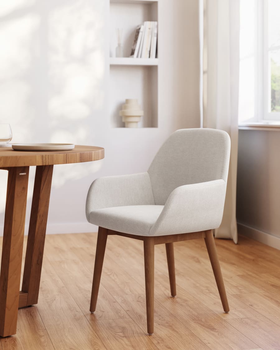 Beige Japandi Chair Dark Ash Legs