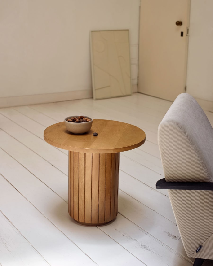 Japandi Round Wood Side Table