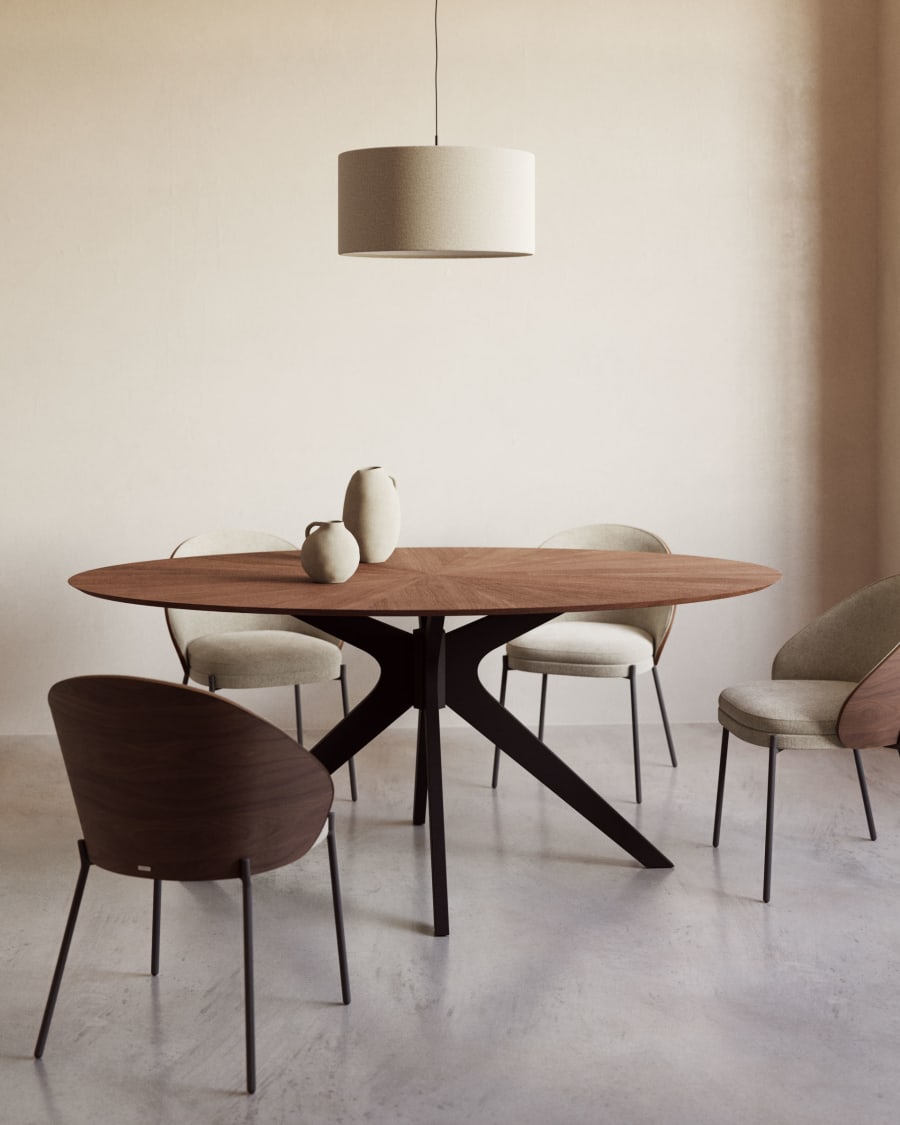 Japandi Wooden Oval Table