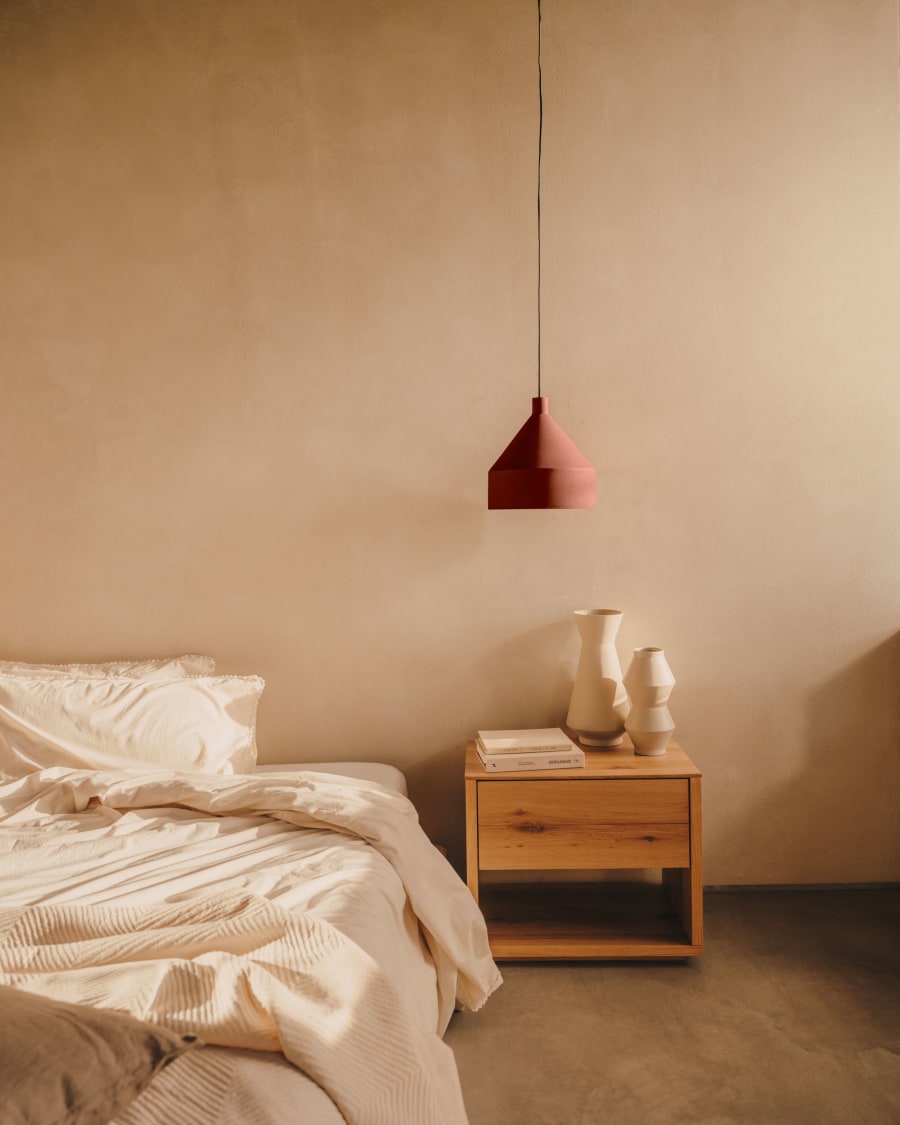 Japandi Natural Finish Wood Nightstand