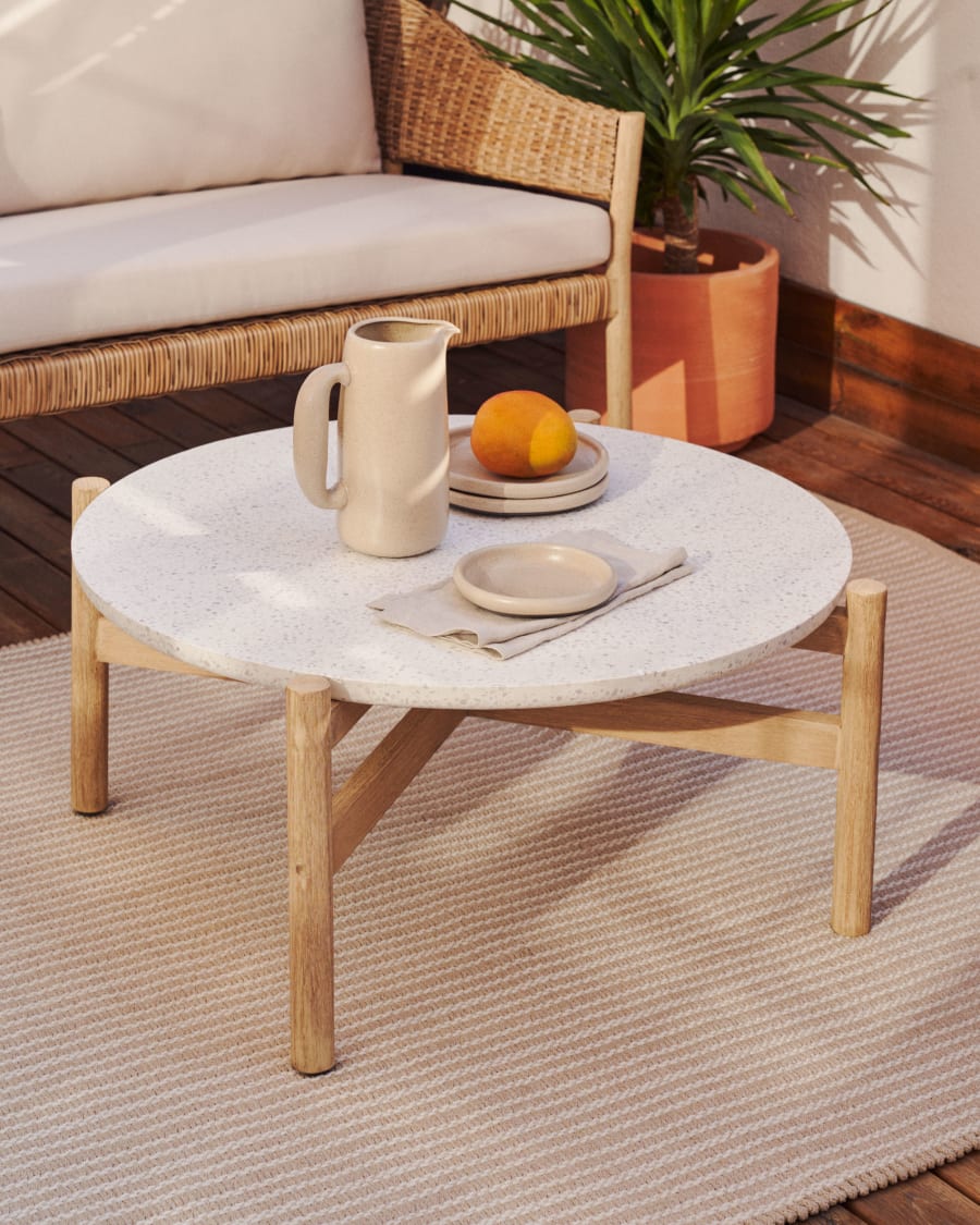 Japandi Wood and Cement Coffee Table