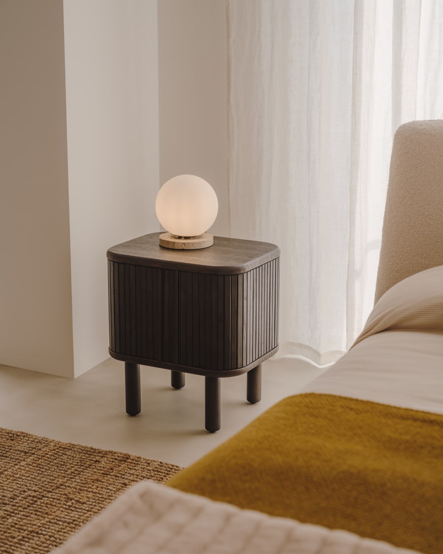 Dark Wood Japandi Bedside Table