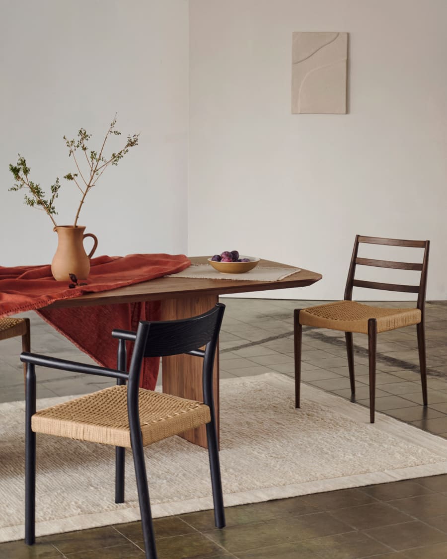 Walnut Oak Rope Japandi Chair