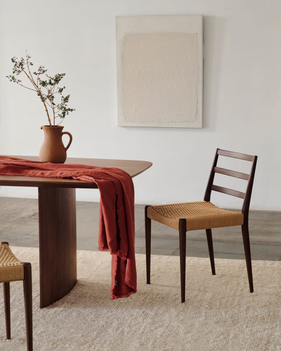 Walnut Oak Rope Japandi Chair