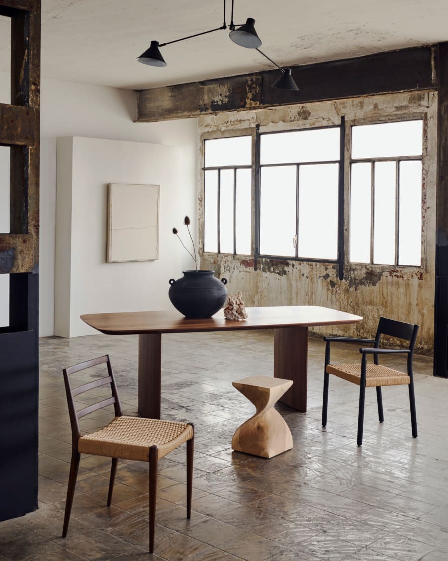 Black Japandi Chair with Armrests