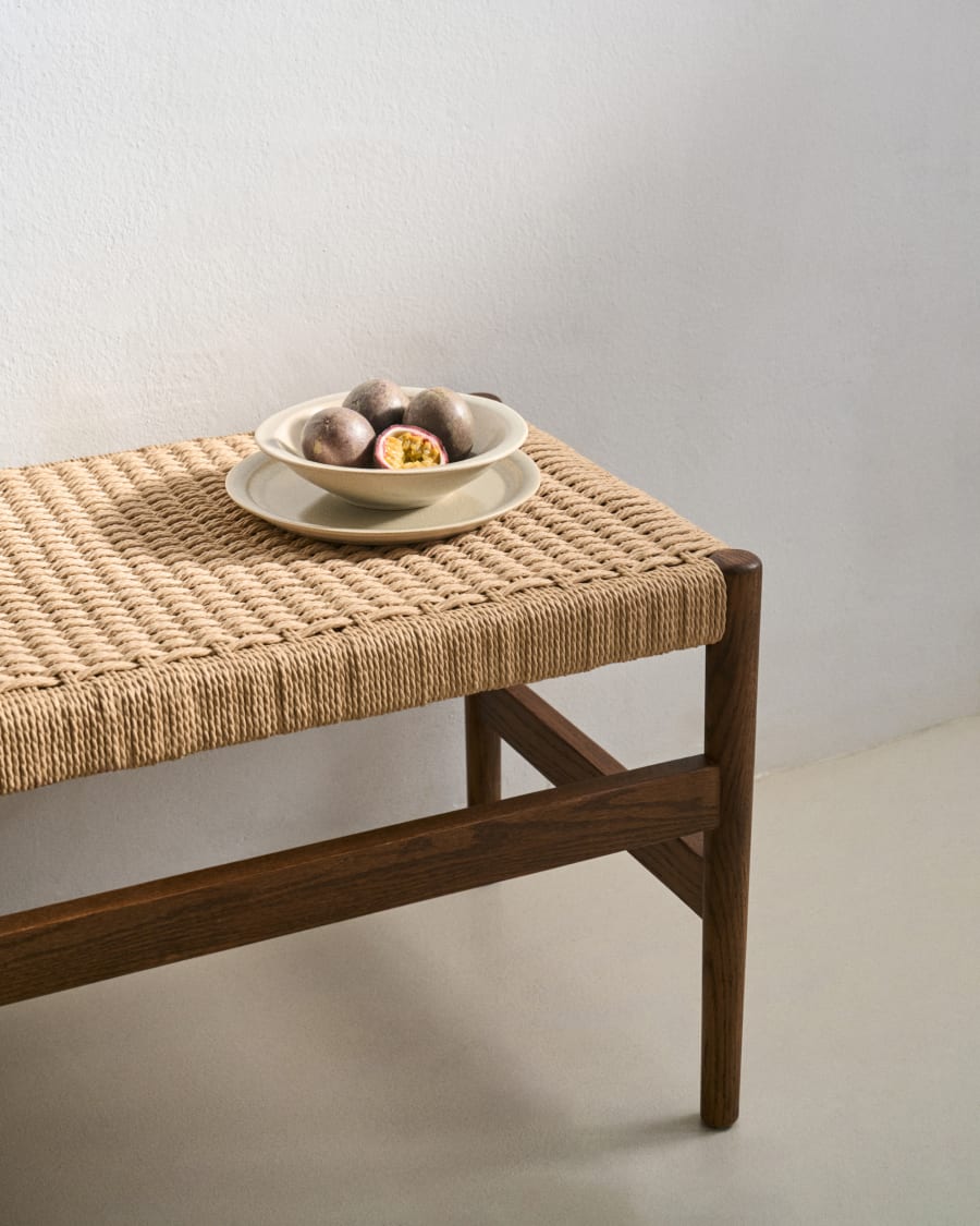 Japandi Wood and Rope Bench