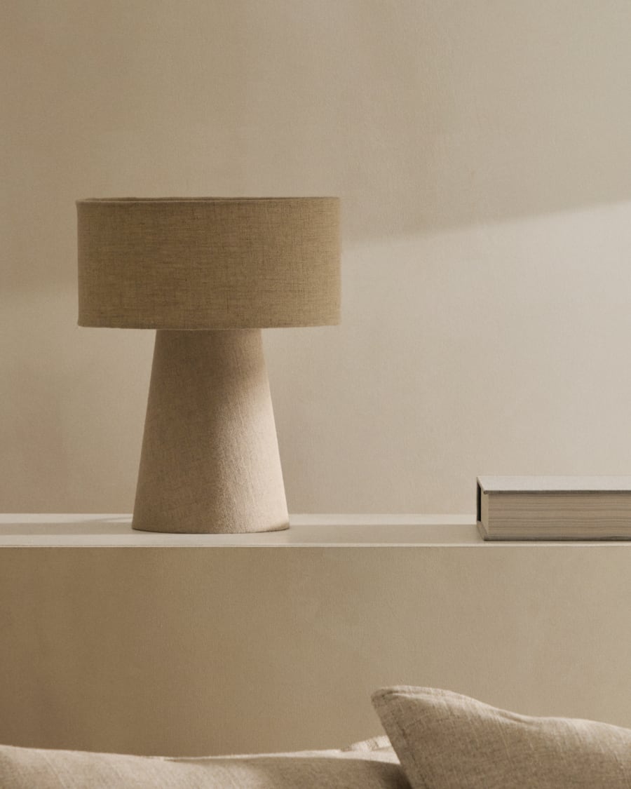 Grey Fabric Japandi Table Lamp