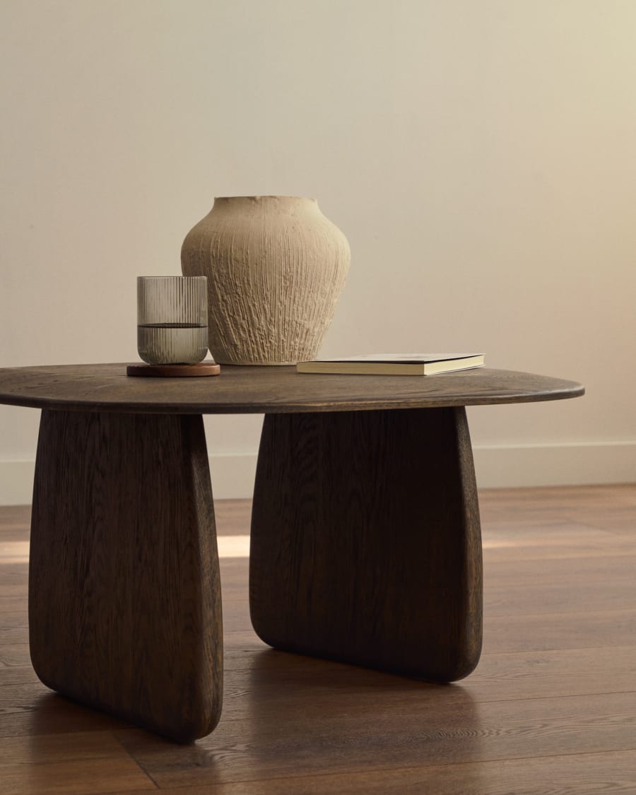Dark Wood Japandi Side Table