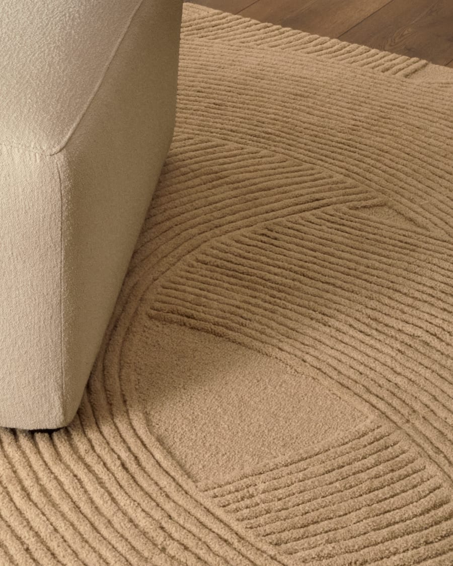 Beige Wool Japandi Rug