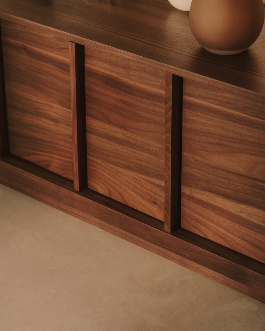 Japandi Dark Wood Wide TV Stand