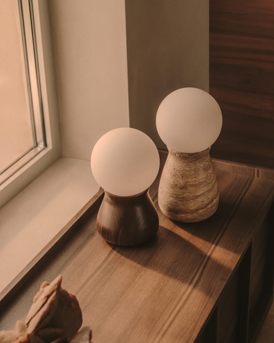 Travertine Glass Japandi Table Lamp