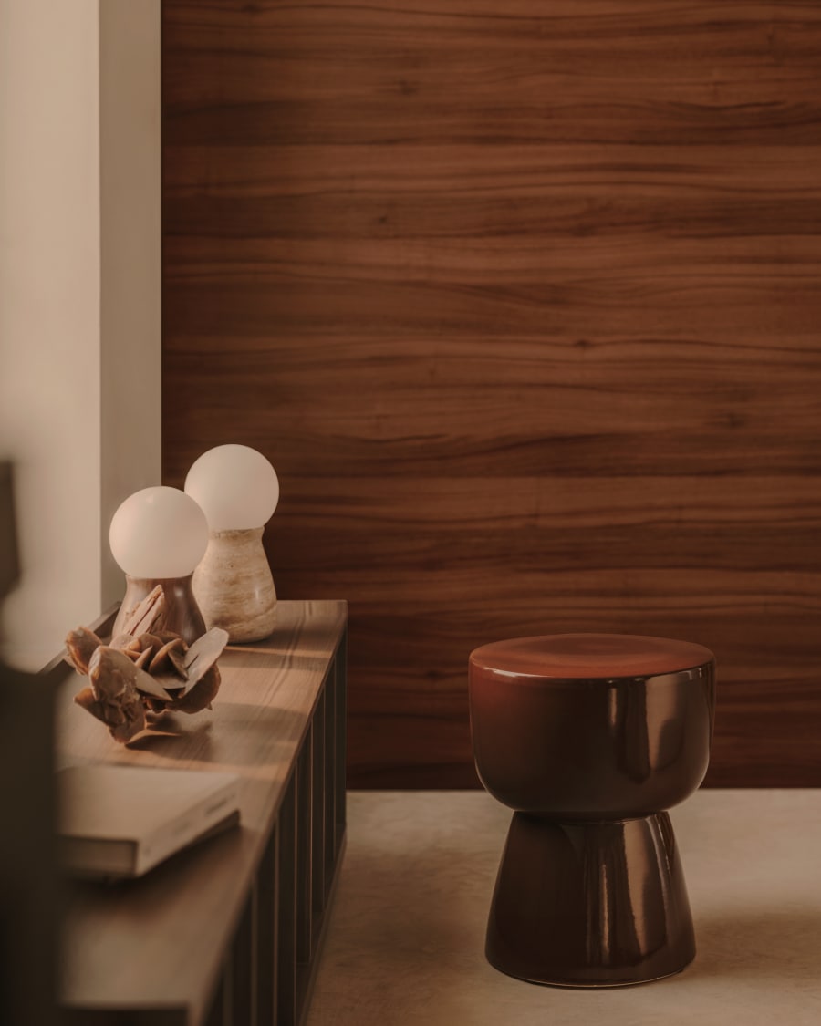 Travertine Glass Japandi Table Lamp