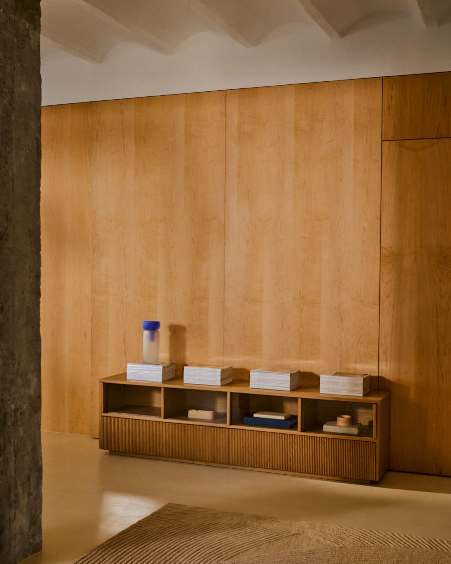 Japandi Wood & Glass TV Stand