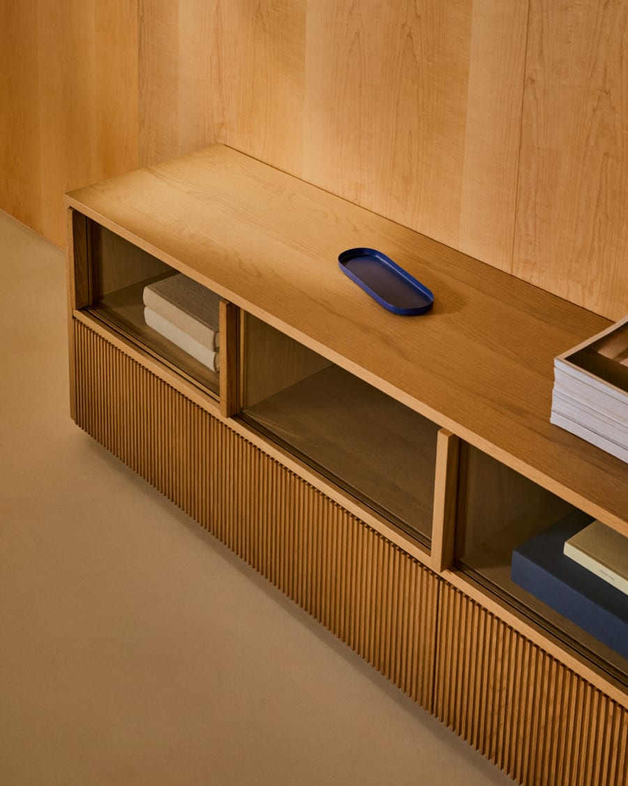 Japandi Wood & Glass TV Stand