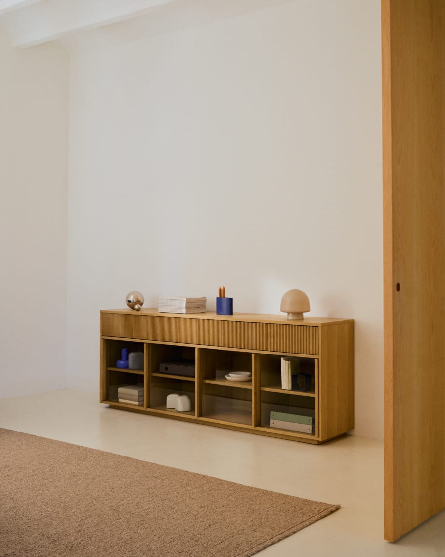 Japandi Wood & Glass Sideboard