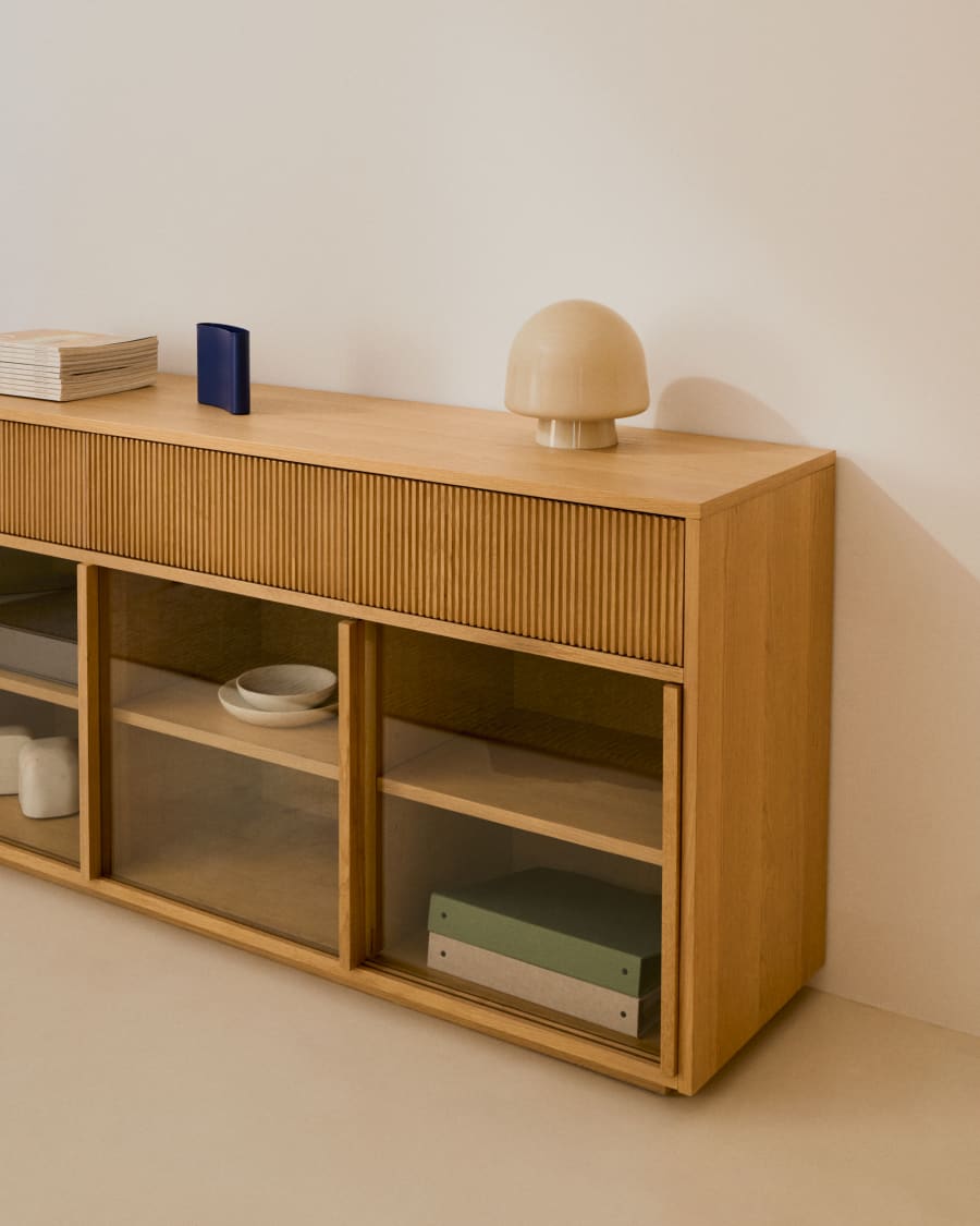 Japandi Wood & Glass Sideboard