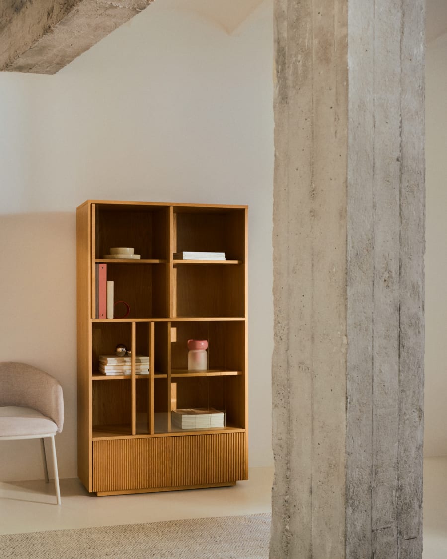 Japandi Wood & Glass Display Cabinet