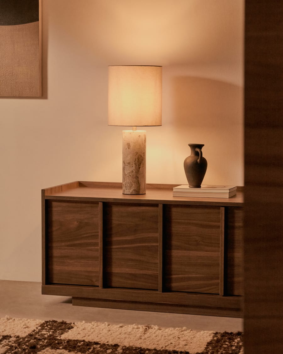 Beige Marble Japandi Table Lamp