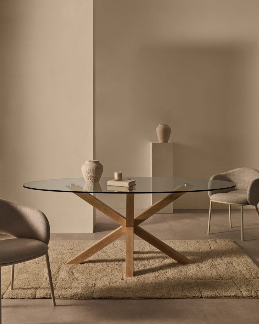 Japandi Oval Glass Table
