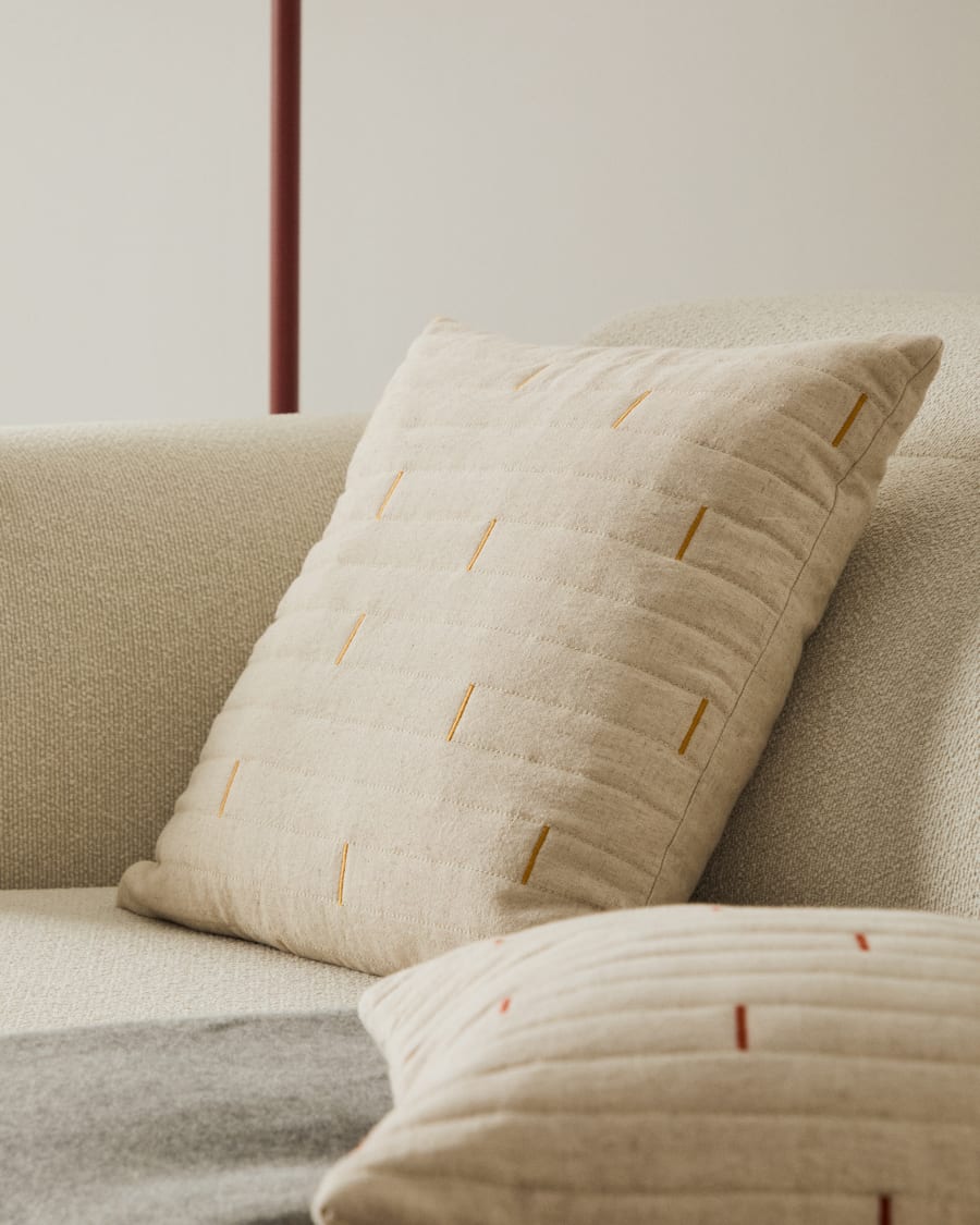Linen Embroidered Japandi Cushion Cover
