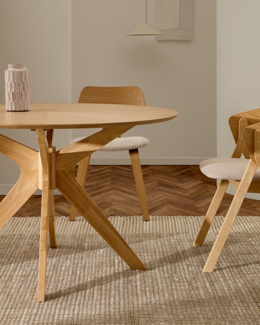 Japandi Light Wood Round Dining Table