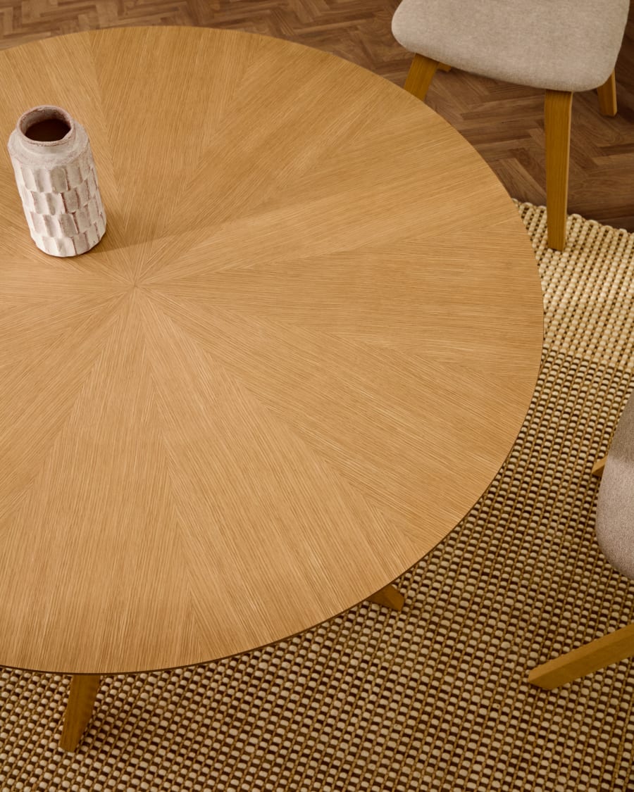 Japandi Light Wood Round Dining Table