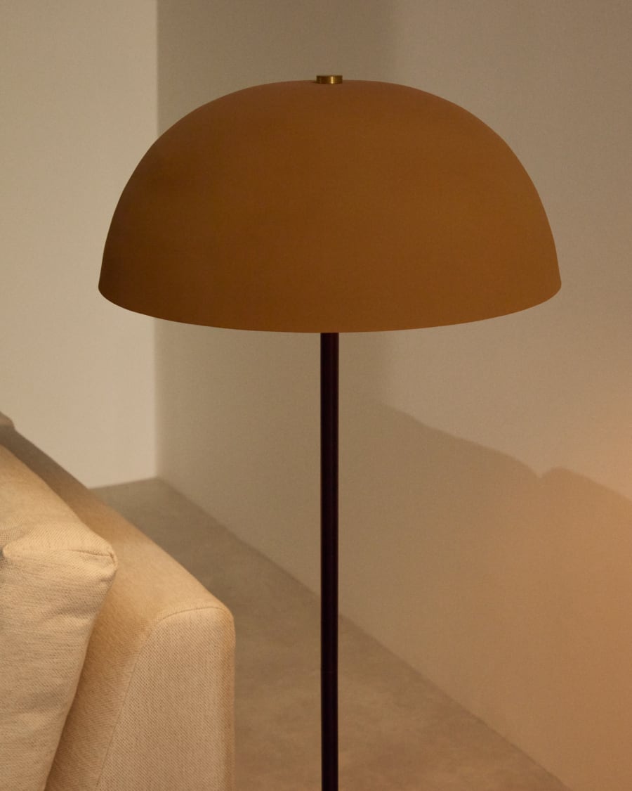 Japandi Floor Lamp in Black Metal & Terracotta