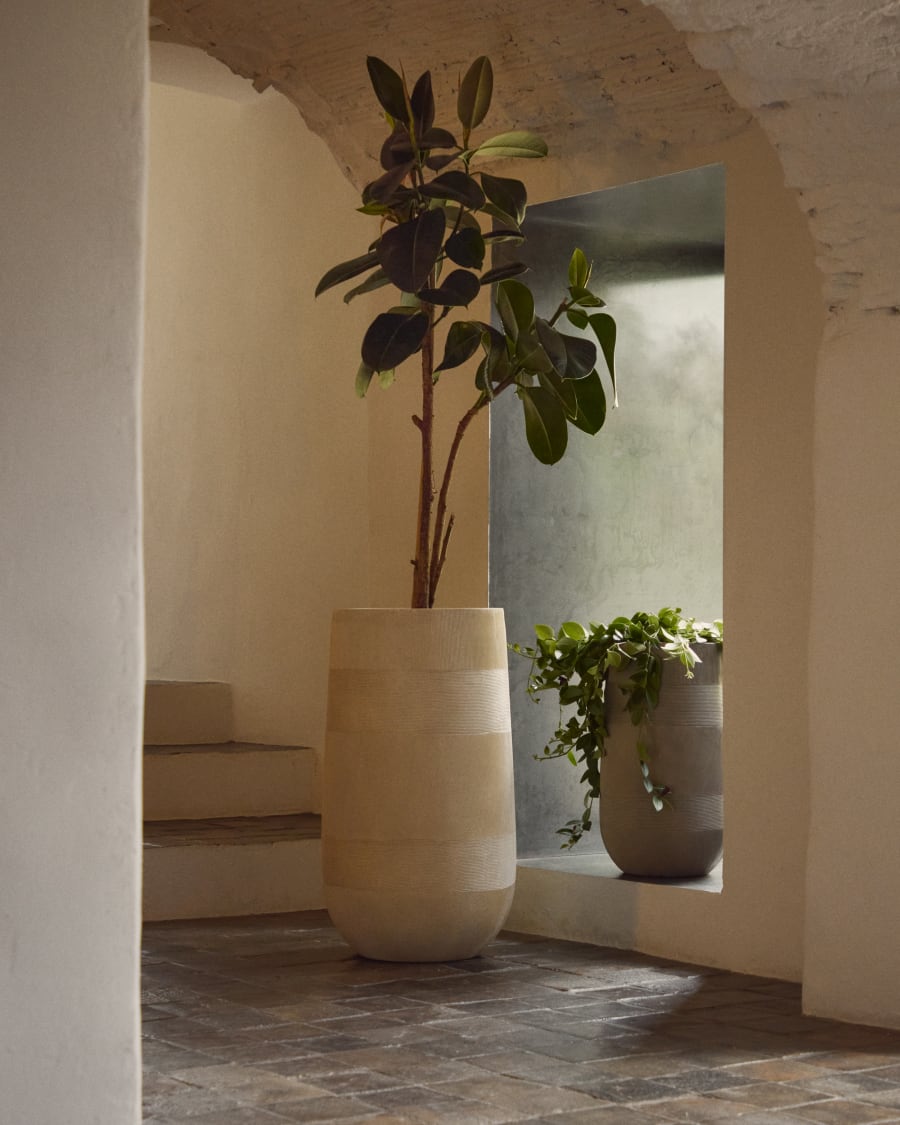 Beige Cement Japandi Planter Set