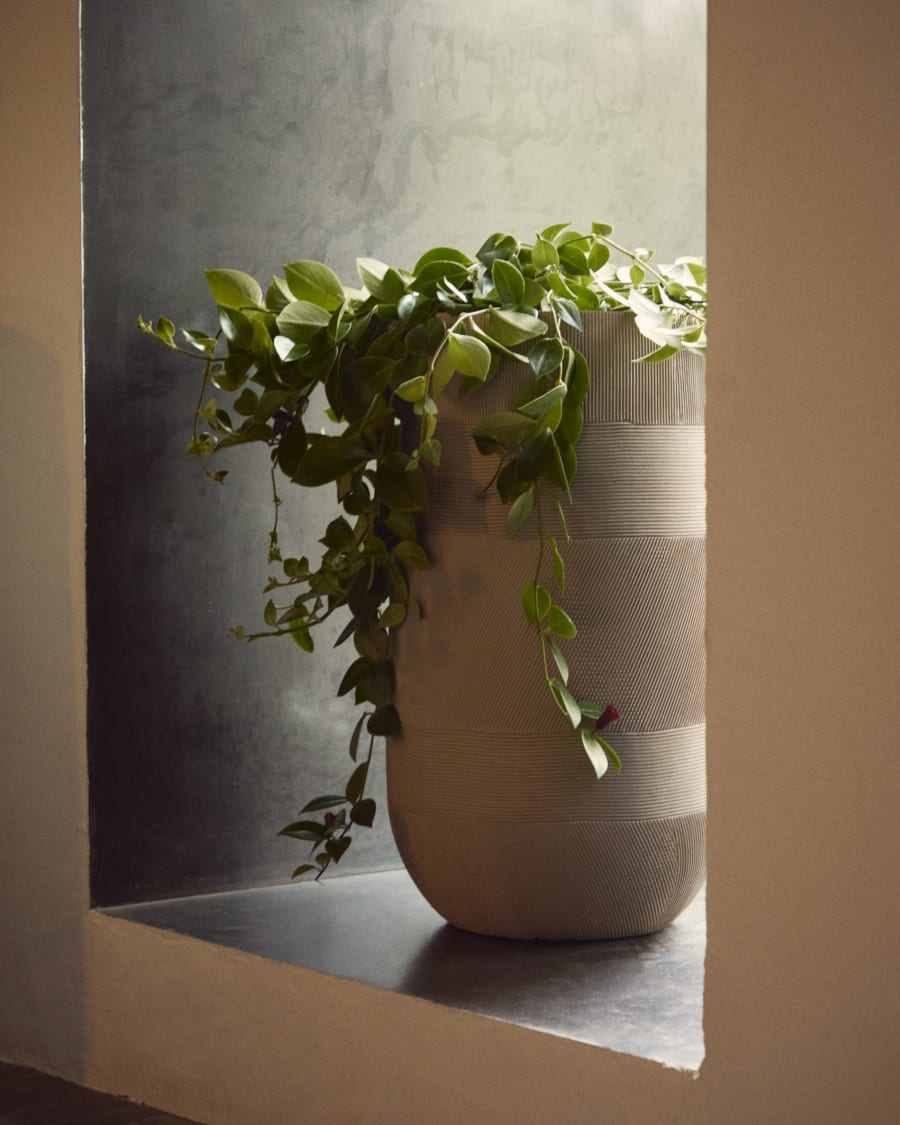 Beige Cement Japandi Planter Set
