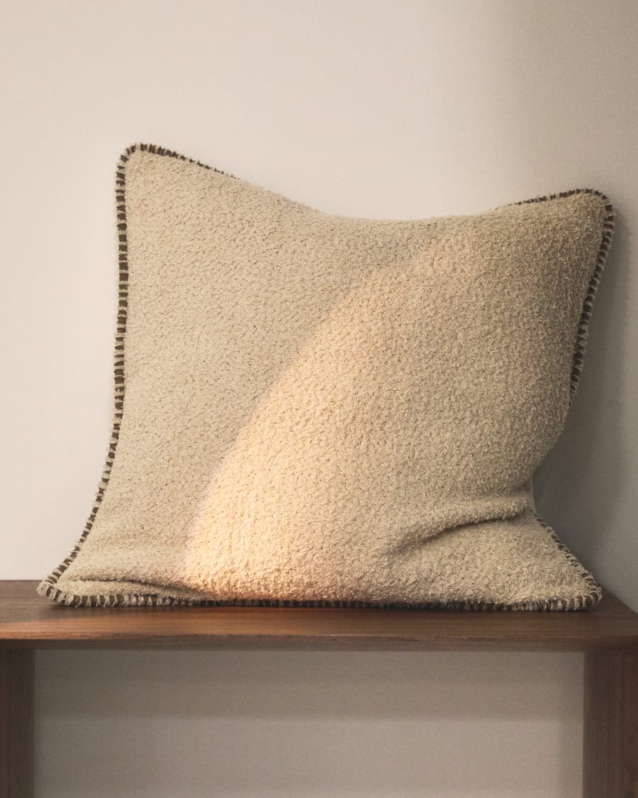 Beige Bouclé Japandi Cushion Cover