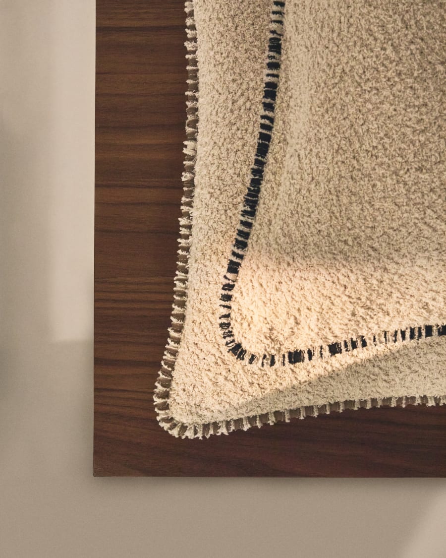 Beige Bouclé Japandi Cushion Cover
