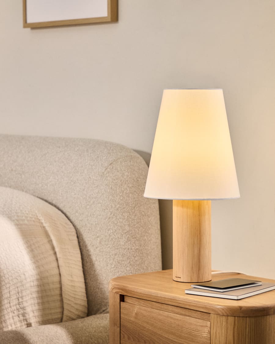 Natural Wood Japandi Table Lamp