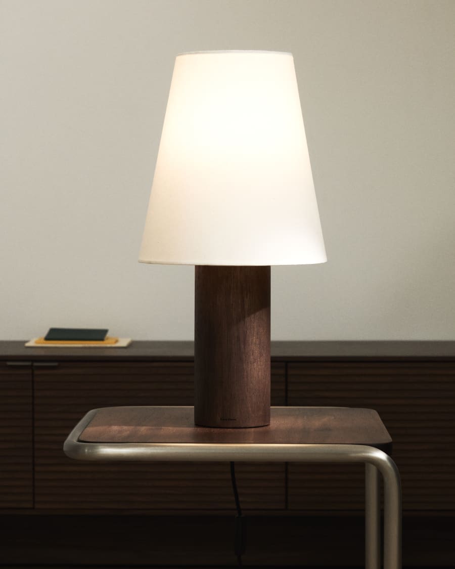 Dark Wood Japandi Table Lamp