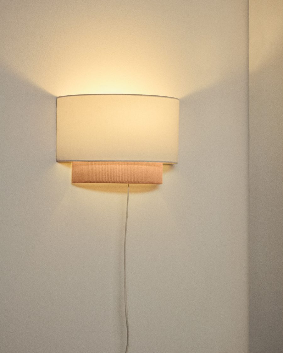 Beige Corduroy Japandi Wall Light