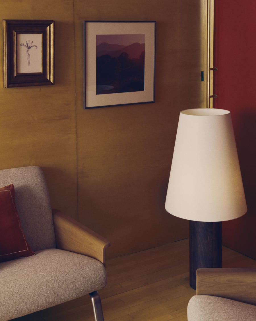 Dark Wood Japandi Floor Lamp
