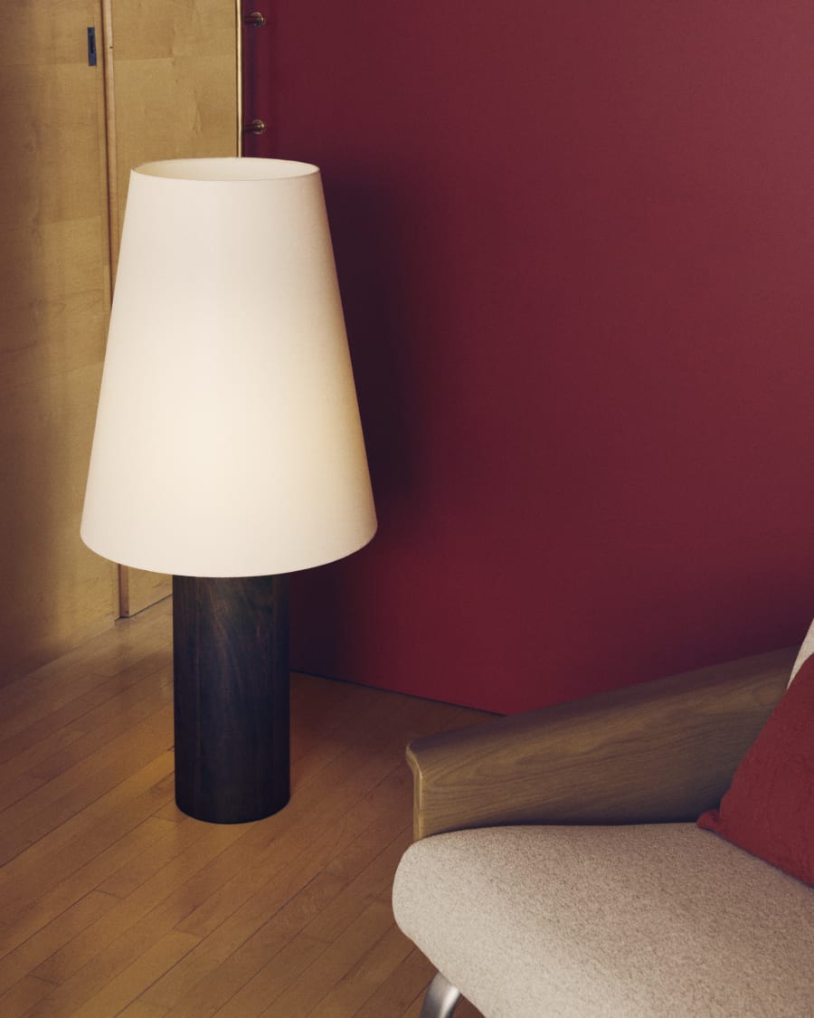Dark Wood Japandi Floor Lamp
