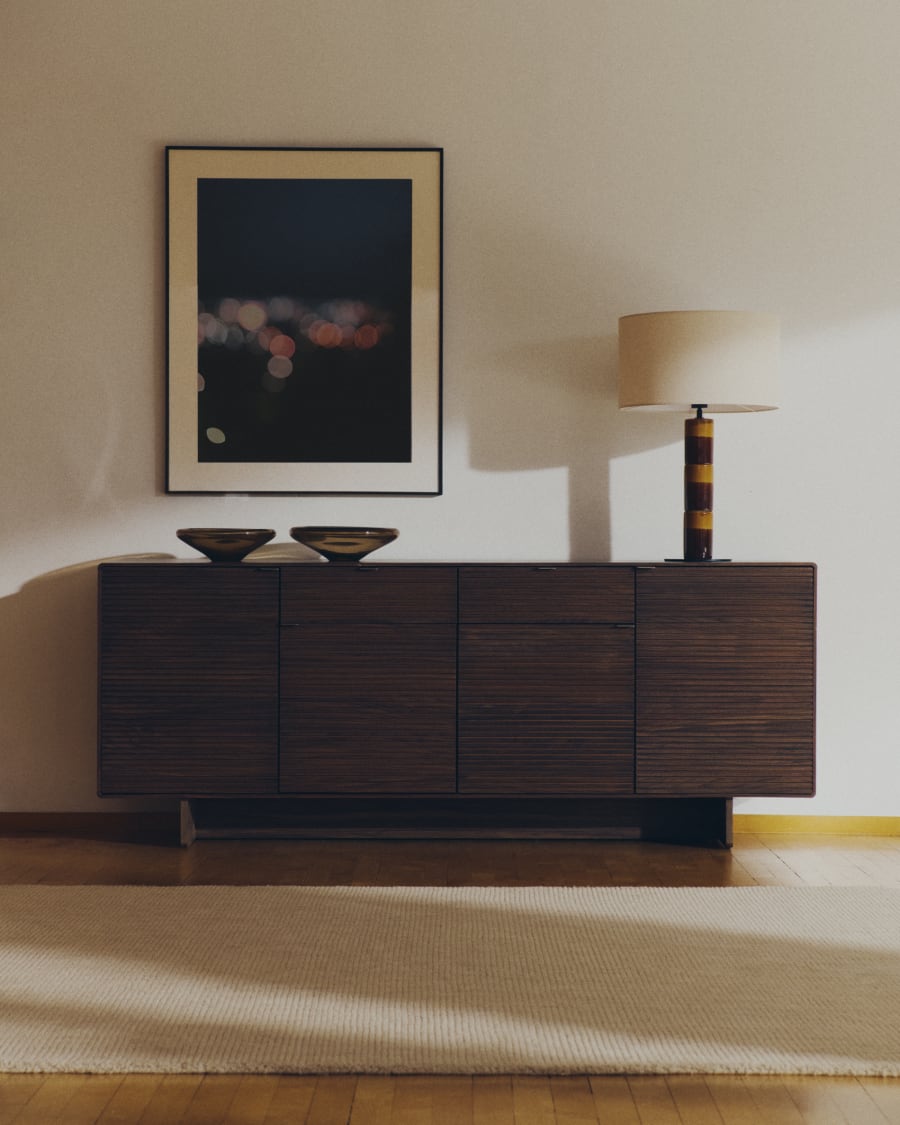 Walnut Veneer Japandi Sideboard