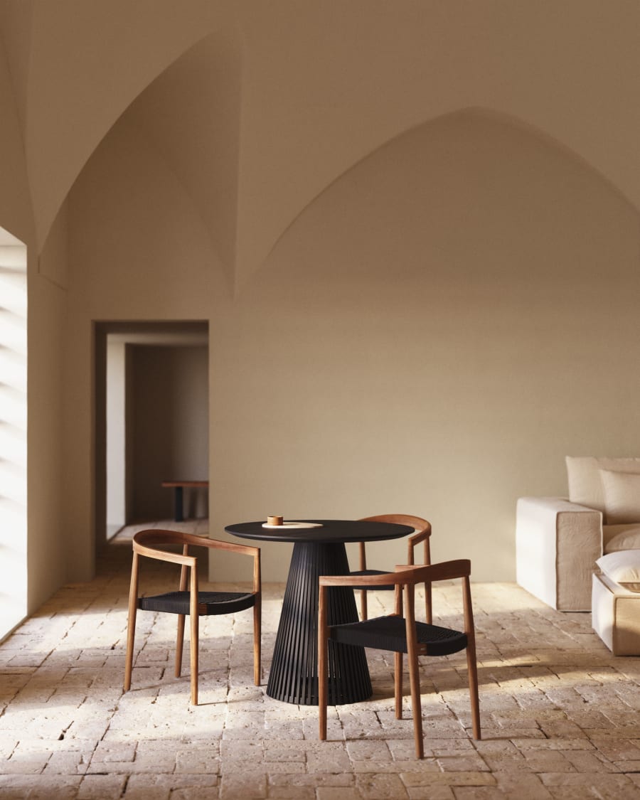 Japandi Black Wood Round Table