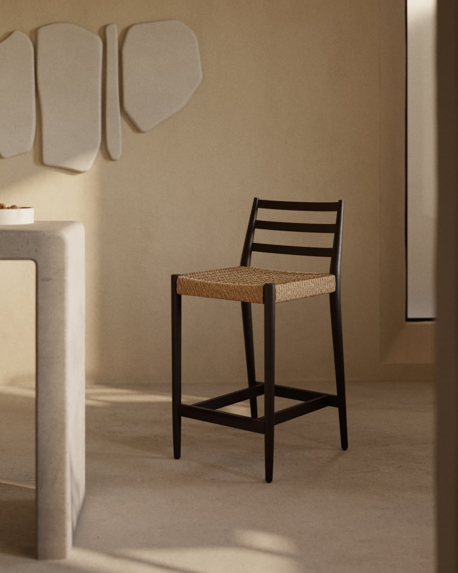Black Wood Japandi Stool