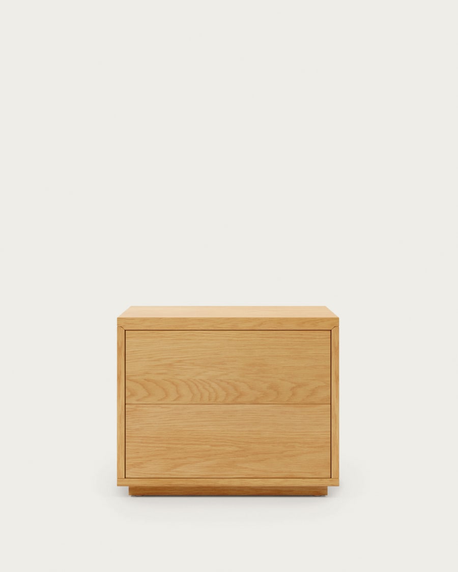 Japandi Light Wood Bedside Table in oak veneer and white lacquer