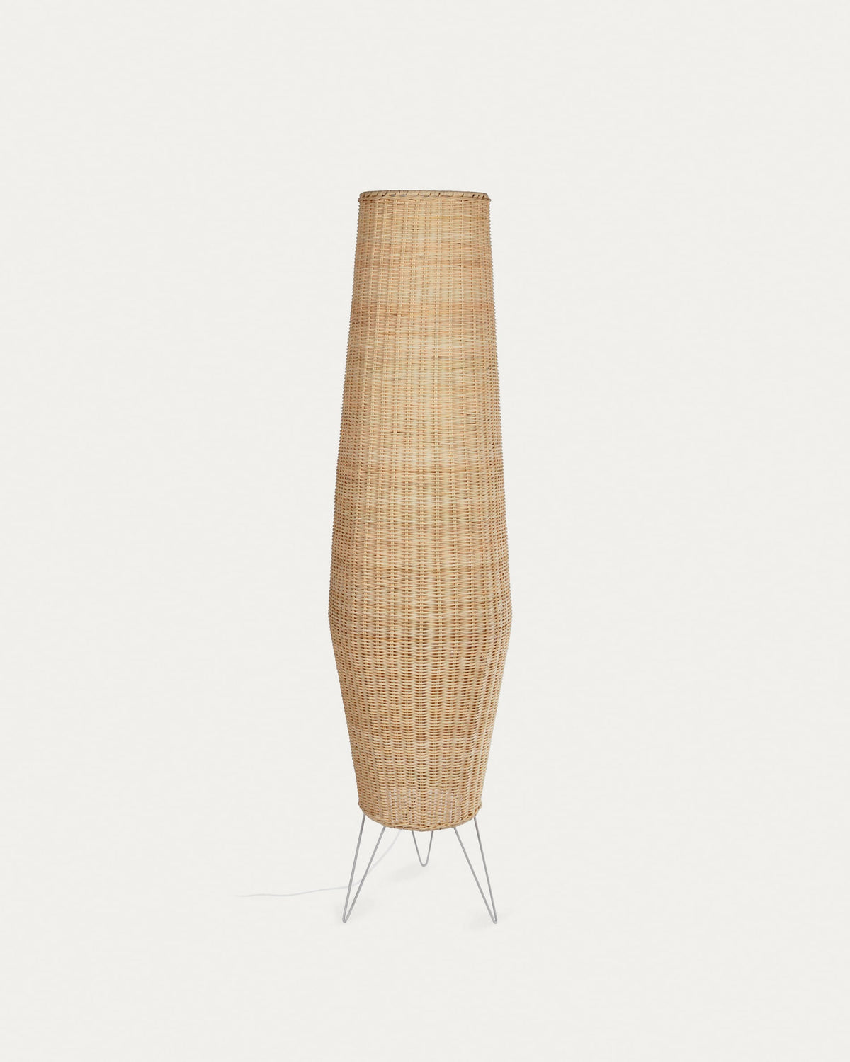 Natural Rattan Japandi Floor Lamp in woven rattan