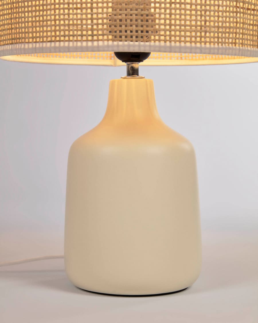 Japandi Ceramic and Bamboo Table Lamp