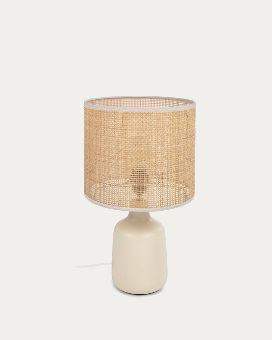 Japandi Ceramic and Bamboo Table Lamp