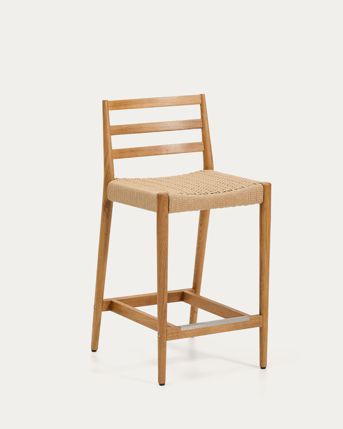 Wood & Rope Japandi Stool in natural oak with paper cord seat