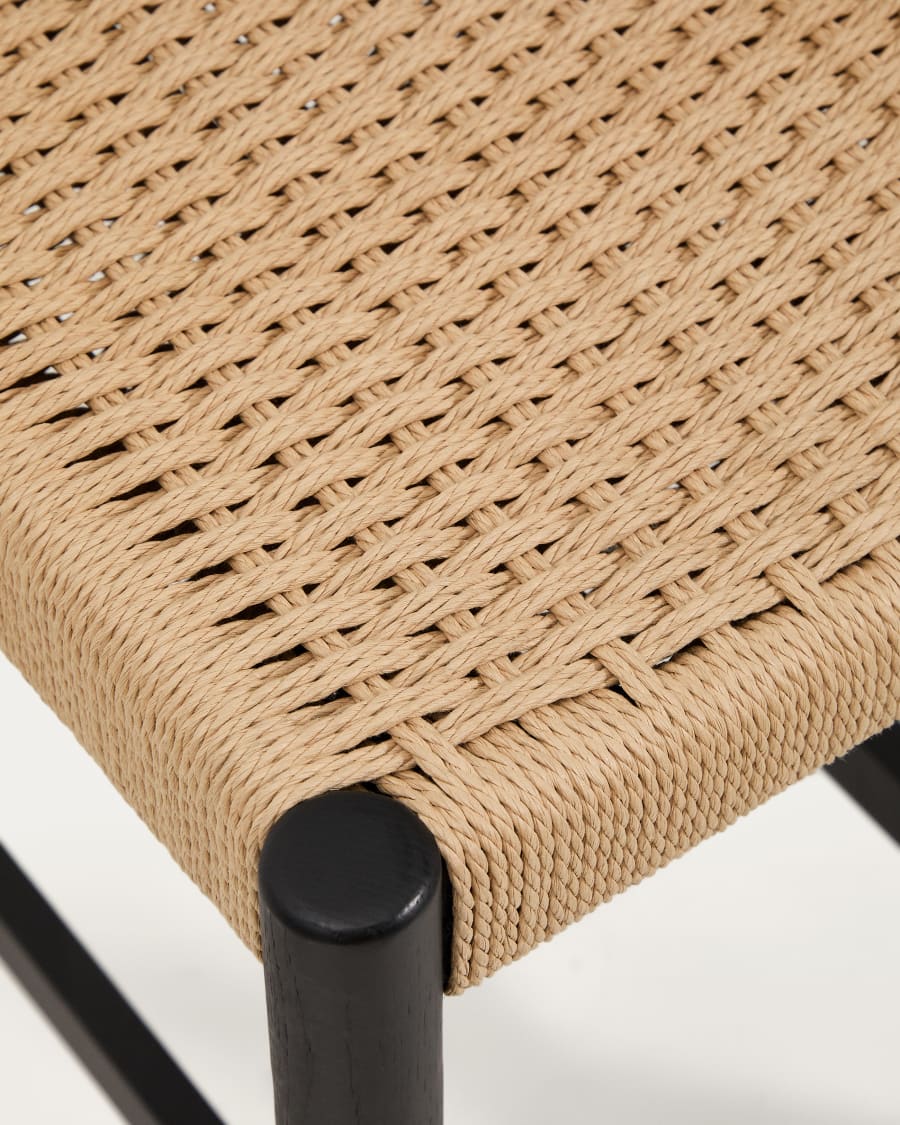 Black Wood Japandi Stool