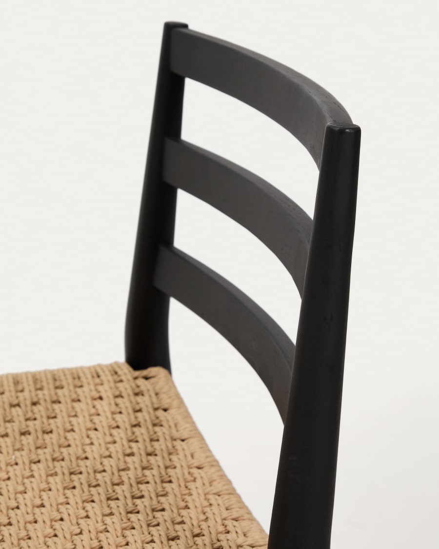 Black Wood Japandi Stool