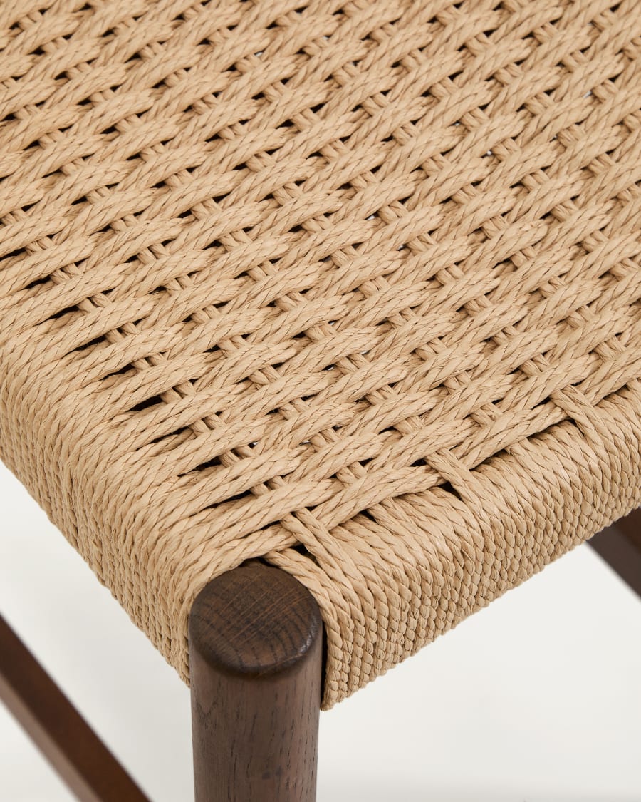 Japandi Walnut Stool with Rope Weave